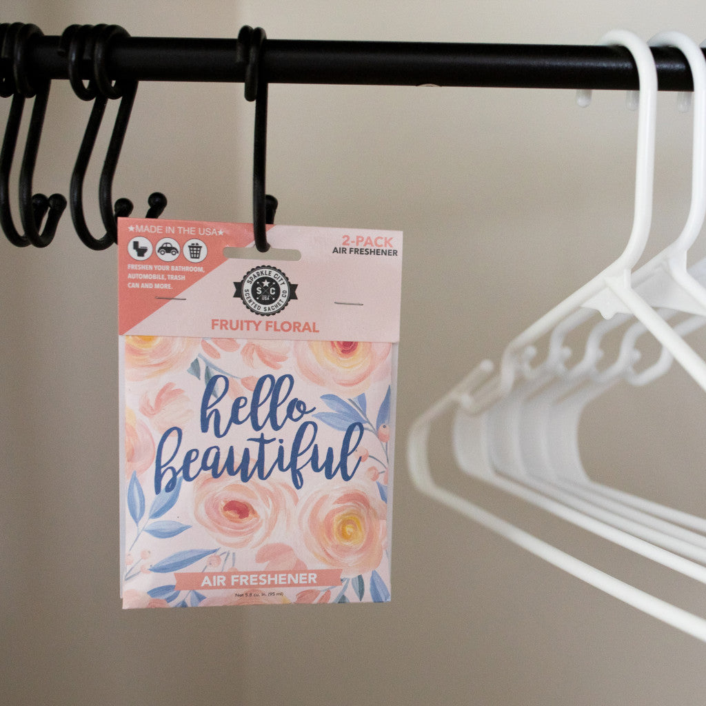 Hello Beautiful scented sachet in closet