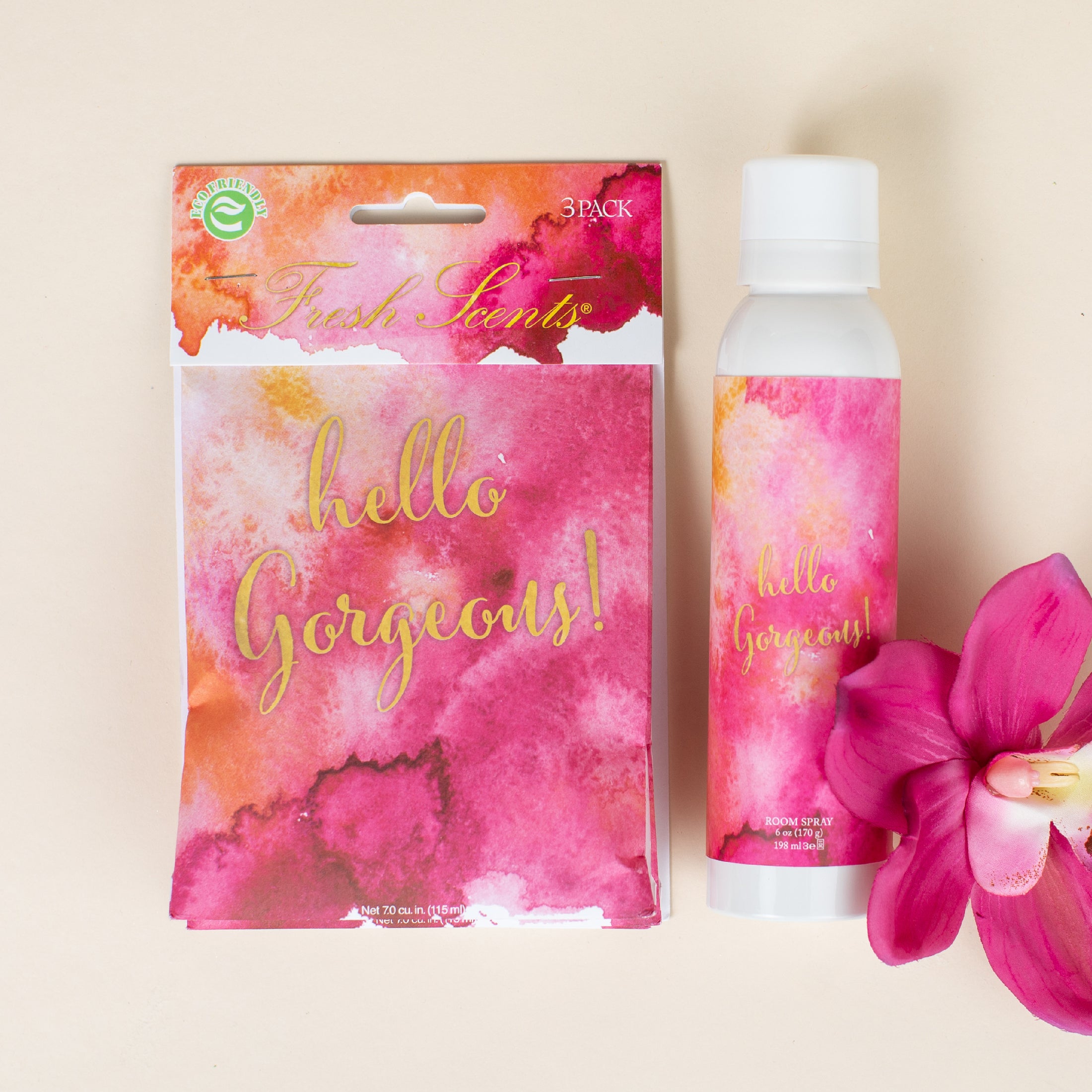 Hello Gorgeous Fragrance in Sachet and Room Spray with Plumeria Flower