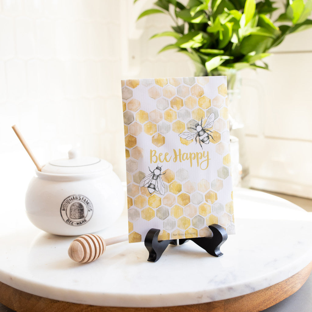 Bee Happy Fragrance Sachet on Easel with Honeycomb