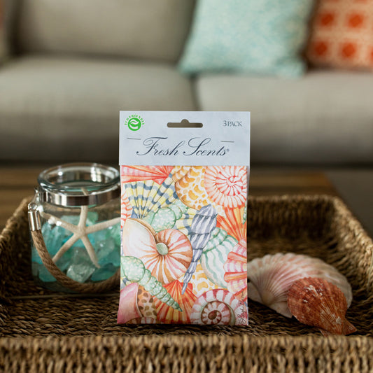 Sea Shells Fresh Scents Fragranced Sachet in Woven Tray